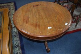 Mahogany Brass Inlaid Circular Side Table on Pedestal Base