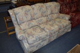 Floral Upholstered Three Seat Sofa
