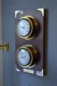 Ernest Jones Wall Mounted Brass Clock and Barometer