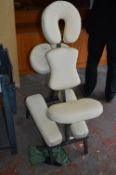 Metal Framed White Leather Massage Chair
