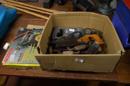 Box Containing Vintage Tools and a Bosch Electric Drill