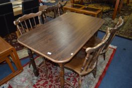 Oak Dining Table and Four Stickback Dining Chairs