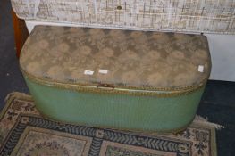 Wicker Ottoman with Upholstered Top