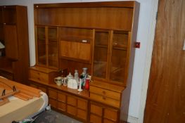 Teak Wall Unit with Glazed Doors