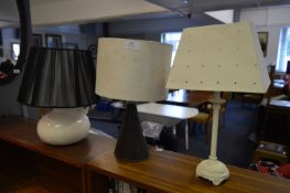 Three Table Lamps and Shades