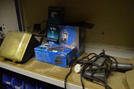 Two Exterior Lights, Three Light Bulbs, Orbital Sander and a Electric Drill