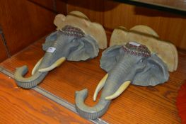 Pair of Elephant Head Wall Brackets