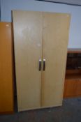 Beech Effect Double Door wardrobe with Chrome Handles
