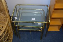 Tubular Brass Topped Nest of Tables
