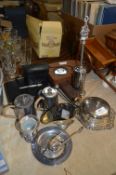 Vintage Cine Camera, Cutlery, Silver Plated Teaware, etc.