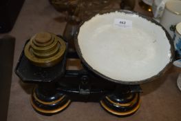 Set of Cas5t Iron Balance Scales with Brass Weights