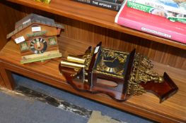 Brass and Wood Cased Pendulum Wall Clock and a Cottage Clock