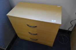 Beech Effect Three Drawer Chest with Chrome Handles