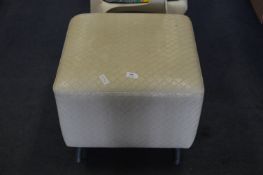 White Leather Pouffe Footstool