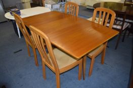 Teak Drop Leaf Dining Table with Four Beech Slatback Dining Chairs