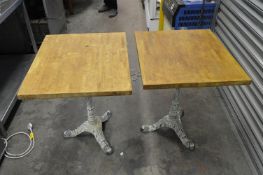 Pair of Cast Metal Tables with Square Tops