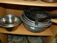 Assorted Stainless Steel Dishes, Frying Pans, Woks and Aluminium Bowls