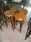 Four High Seat Bentwood Barstools