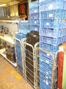 Three Trolleys Containing Assorted Plastic Trays