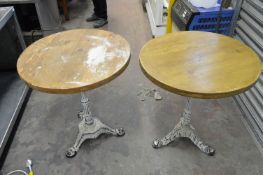 Pair Cast Metal Tables with Circular Tops