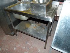 Stainless Steel Commercial Sink Unit with Right Hand Drainer, Undershelf and Pillar Taps