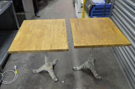 Pair of Cast Metal Cafe Tables with Square Tops