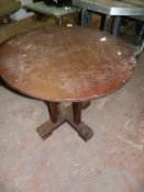 Circular Bar Table on Pedestal Base in Dark Wood Finish