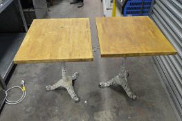 Pair of Cast Metal Tables with Square Tops