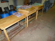 Six Rectangular and Three Square Beech Dining Tables