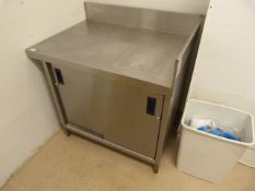 Stainless Steel Preparation Unit over Cupboard with Upstand to Rear and Right