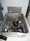 Tray Containing Assorted Kitchen Tools And Utensils