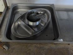 Stainless Steel Three Section Dish, Large Stainless Steel Tray, Fifteen Stainless Steel Bowls and