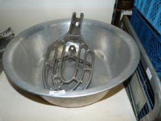 Large Aluminium Mixing Bowl and Two Mixing Paddles