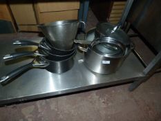 Assorted Pots, Pans, Conical Sieve, etc.