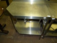 Stainless Steel Shaped Preparation Table with Undershelf and Upstand to Rear