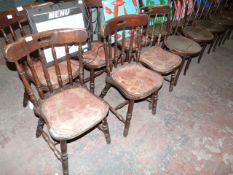 Set of Six Spindleback Dining Chairs with Upholstered Seats