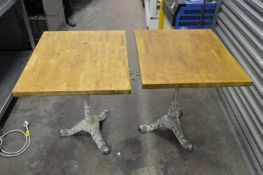 Pair of Cast Metal Cafe Tables with Square Tops