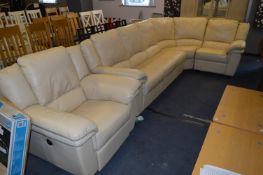Cream Leather Corner Suite and Electric Recliner Armchair