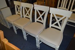 *Set of Four Cream Painted X Frame Dining Chairs with Cloth Seats