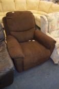 Brown Upholstered Reclining Armchair