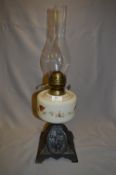 Victorian Oil Lamp with Cast Iron Base