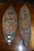 Two African Carved Wood Shield Panels