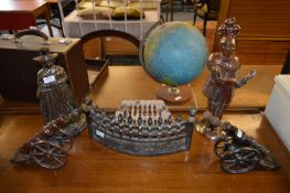 Metal Lustre Fireside Tools, Canon Poker Stands, Knight & Lady Fire Front