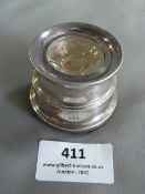 Hallmarked Silver Inkwell with Glass Liner