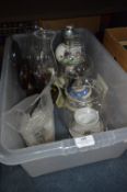 Box Containing Assorted Oil Lamps