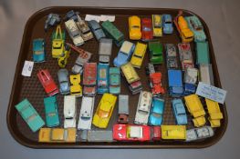 Tray Lot; Approximately 50 Lesney and Matchbox Play Worn Diecast Vehicles