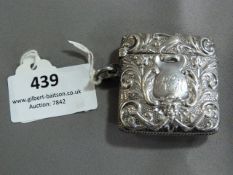 Hallmarked Silver Embossed Vesta Case 