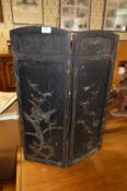 Japan Lacquered Two Fold Fire Screen with Mother of Pearl Decoration