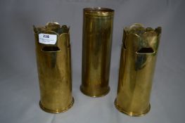 WWI Trench Art Engraved Shell Casings