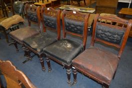 Set of Four Mahogany Dining Chairs with Padded Backs and Seat